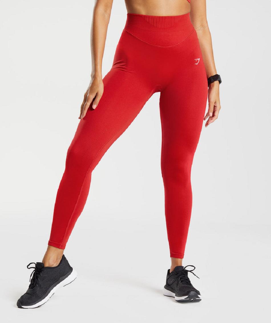 Gymshark Sweat Seamless Sculpt Ženske Tajice Crvene | HR 4010ZUT